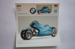 Transports - Sports Moto - Carte Fiche Technique Moto ( Bmw Tricycle 1000cm3 - Prototype -1991 ( Description Au Dos - Motorradsport