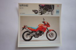Transports - Sports Moto - Carte Fiche Technique Moto ( Kawasaki Kle 500 - Tout-terrain -1991 ( Description Au Dos - Sport Moto