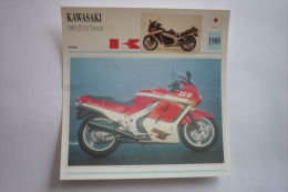 Transports - Sports Moto - Carte Fiche Technique Moto ( Kawasaki 1000 Zx 10 Tomcat - Sport -1988 ( Description Au Dos - Motorradsport