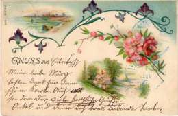 PRETTY GRUSS AUS WITH GERMAN STAMP AND CZECH REPUBLIC POSTMARK 1900 - Cartoline Postali