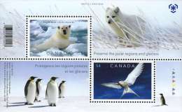 G)2009 CANADA, ARTIC-ANTARTIC, POLAR BEAR-POLAR FOX-PENGUIN, PRESERVE THE POLAR REGIONS AND GLACIERS, S/S, MNH - Ongebruikt