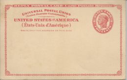 1879 ?  2 Cent Liberty  Reply Postal Card  Unaddressed Front & Back Shown - ...-1900