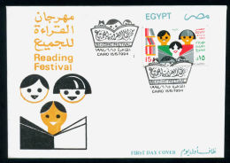 EGYPT / 1994 / READING FOR ALL ( SUMMER FESTIVAL ) / LIBRARY / FAMILY / OPEN BOOK / FDC. - Brieven En Documenten