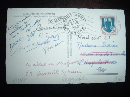 CP TP BLASON MONT DE MARSAN 0,25F OBL.MEC. PAULHAGUET (43 HAUTE-LOIRE) + REEXPEDITION 5-8-1967 ATHIS-MONS (91 ESSONNE) - 1941-66 Escudos Y Blasones