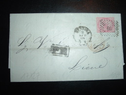 LETTRE (PLI) TP ITALIE 4C OBL. 16 + II SET 69  MESSINA + PD NOIR + CACHET 11 SEPT 69 ITALIE AMB. MARSEILLE - Armeestempel (vor 1900)