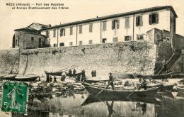 CPA 34 MEZE PORT DES NACELLES ET ANCIEN ETABLISSEMENT DES FRÈRES 1912 - Mèze