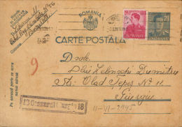 Romania-Postal Stationery Postcard 1944,censored Giurgiu,circulated From Bucuresti To Giurgiu - World War 2 Letters
