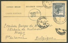 C.P. Affranchie à  7Fr. Obl; Sc LEOPOLDVILLE 15-3-1945 Vers La Belgique + Censeur Rond 397.  9516 - Storia Postale