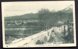 CPA ANCIENNE- FRANCE- PRADES (66)- VUE GENERALE ET ROUTE DE CATLLAR EN HIVER- LE PONT- VIEILLES MAISONS-CULTURES - Prades