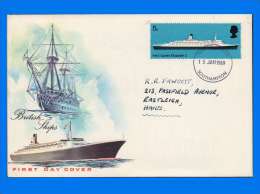 GB 1969-0007, British Ships FDC, Special Cachet & Southampton Postmark - 1952-1971 Em. Prédécimales