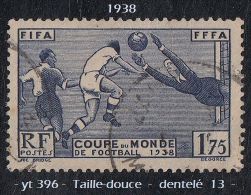 Timbre De  France 1938 - Troisième Coupe Du Monde De Football à Paris - 1 F. 75  Outremer ( Décote 50 % ) - 1938 – France