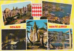 CPA MONTE CARLO- CASINO, HOTEL DE PARIS, PANORAMA BY DAY AND BY NIGHT, OLYMPIC SWIMMING POOL - Casino