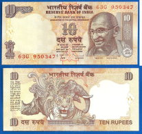 Inde 10 Roupies 2010 Lettre A India Rupees Gandhi Elephant Tigre Animal Asie Paypal Skrill OK - Indien