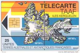 TAAF, TAF-02, Map Of Kerguelen Island, 2 Scans. - TAAF - French Southern And Antarctic Lands