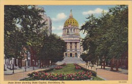 Pennsylvania Harrisburg State Street Showing State Capitol - Harrisburg