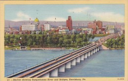 Pennsylvania Harrisburg Skyline Showing SusqueHanna River And Bridges 1947 - Harrisburg