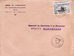 SUPERBE LETTRE ABIDJAN R.P. 1957 COTE D´IVOIRE AFRIQUE COLONIE FRANCAISE SERVICE DE L´INFORMATION ET RADIODIFFUSION - Cartas & Documentos