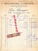ALGERIE - ALGER- FACTURE LOUIS BERENGUER- BOULANGERIE ALGERIENNE-20 RUE DE CHARTRES -1930 - Andere & Zonder Classificatie