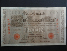 1910 N - 21 Avril 1910 - Billet 1000 Mark - Allemagne - Série N : N° 2104367 N - ReichsBanknote Deutschland Germany - 1.000 Mark