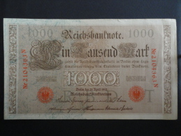 1910 N - 21 Avril 1910 - Billet 1000 Mark - Allemagne - Série N : N° 2104363 N - ReichsBanknote Deutschland Germany - 1.000 Mark