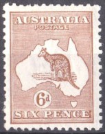 Australia 1923 Kangaroo 6d Chestnut 3rd Wmk MH - Ongebruikt