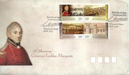 AUSTRALIA FDC GOVERNOR MACQUARIE 200 YEARS BUILDINGS SET OF 4 STAMPS DATED 16-02-2010 CTO SG? READ DESCRIPTION !! - Covers & Documents