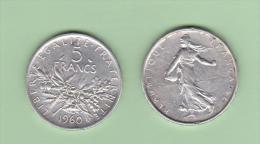 5 F SEMEUSE  Argent (Silver) 1960 - J. 5 Franchi