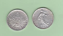 5 F SEMEUSE  Argent (Silver) 1961 - J. 5 Franchi