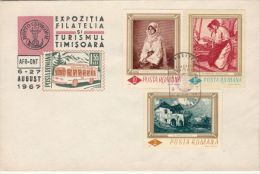 PAINTINGS STAMPS, BUSS, TURISM, SPECIAL COVER, 1967, ROMANIA - Briefe U. Dokumente