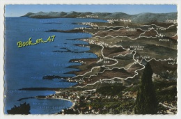 {55590} La Côte D´ Azur Carte Et Vues , De Menton à Cannes à Vol D´ Oiseau - Cartes Géographiques