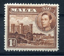 MALTA    1938       1d  Red  Brown        MH - Malta (...-1964)