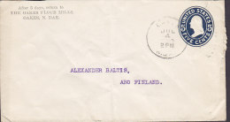 United States Postal Stationery Ganzsache Entier Private Print The OAKES FLOUR MILLS, OAKES S. Dakota To ÅBO Finland - 1921-40