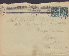 Denmark M. ANDERSEN Skotøjsforretning AABYHØJ (AArhus) Star Cancel 1913 Cover Hammelbanen To STJÆR Pr. HARLEV (2 Scans) - Storia Postale