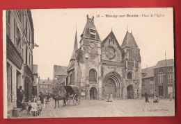 AF-028 Blangy-sur-Bresle Place De L'Eglise, Calèche, ANIME. Circulé Sous Enveloppe - Blangy-sur-Bresle