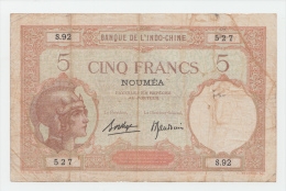 New Caledonia Noumea 5 Francs 1926 "F+" P 36b 36 B - Nouméa (Nieuw-Caledonië 1873-1985)