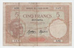 New Caledonia Noumea 5 Francs 1926 "F+" P 36b 36 B - Nouméa (Nuova Caledonia 1873-1985)