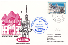 First Flight Nicosia Bruxelles SABENA 1973 - Erstflug - 1er Vol - Chypre Belgique - Boeing 707 - Covers & Documents