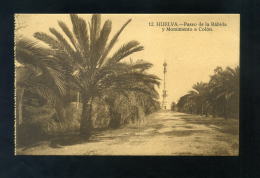 T1379 CARTOLINA TARJETA POSTAL SPAGNA HUELVA PASEO DE LA RABIDA Y MONUMENTO A COLON FP. NV. - Huelva