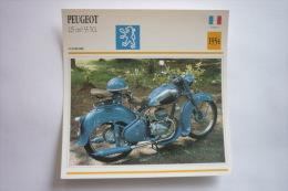 Transports - Sports Moto - Carte Fiche Technique Moto ( Peugeot 125cm3 55 Tcl - Tourisme -1954 ( Description Au Dos - Sport Moto