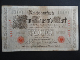 1910 A - 21 Avril 1910 - Billet 1000 Mark - Allemagne - Série A : N° 1111488 A - ReichsBanknote Deutschland Germany - 1000 Mark