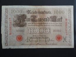 1910 A - 21 Avril 1910 - Billet 1000 Mark - Allemagne - Série A : N° 3903265 A - ReichsBanknote Deutschland Germany - 1000 Mark