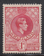 Swaziland MH Scott #28 1p George VI, Rose Carmine - Swaziland (...-1967)