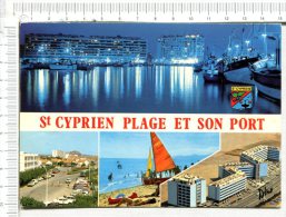 SAINT CYPRIEN PLAGE   Et Son PORT  -  4 Vues   :   Plage  - Divers Aspects - Saint Cyprien