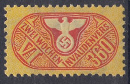 Germany Reich, Beautiful Small Engraved Charity Self Adhesive Stamp, Never Hinged - Unused Stamps