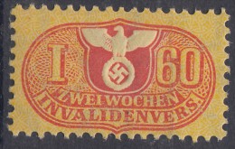 Germany Reich, Beautiful Small Engraved Charity Self Adhesive Stamp, Never Hinged - Ongebruikt