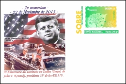 Sobre Prefranqueado Conmemorativo Del Cincuentenario Del Asesinato De John F. Kennedy - 1931-....