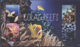ST. VINCENT & THE GRENADINES,2013,CORALS, CORAL GEEFS, TURTLES, FISH, STARFISH, SHEETLET+ S/SHEET,MNH , NICE - Turtles