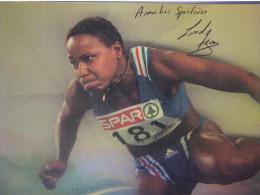 CARTE BRISTOL - Linda FERGA  - Dédicace - Signé - Hand Signed - Autographe Authentique  - - Athlétisme