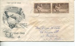 (366) USA FDC Coverposted To Australia - Premier Jour - 1948 - Poultry - 1941-1950