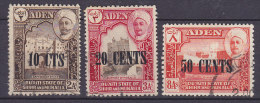 Aden Qu´aiti State In Hadhramaut 1951 Mi. 21, 23-24 Sultan Von Shihr Und Mukalla Overprinted New Currency - Aden (1854-1963)